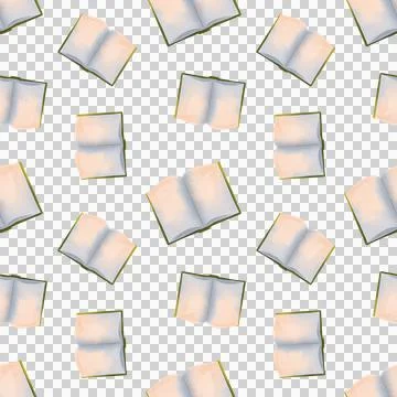 Seamless pattern with books and flowers hand drawn in watercolor style Stock Illustration