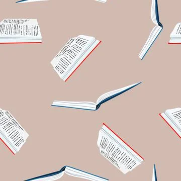 Seamless pattern with books. Back to school. Book colorful background. Flat Stock Illustration