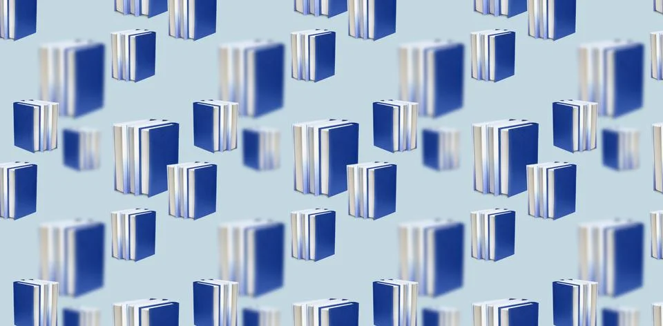 Seamless pattern with books on a blue background. 스톡 사진