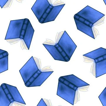 Seamless pattern with books. Cute hand drawn illustration. Background texture Stock Illustration