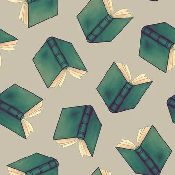 Seamless pattern with books. Cute hand drawn illustration. Background texture Stock Illustration