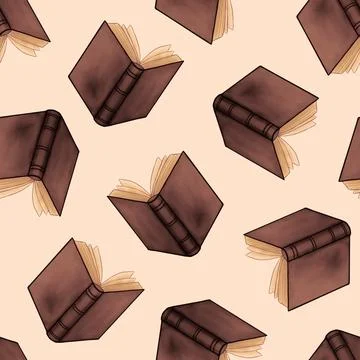 Seamless pattern with books. Cute hand drawn illustration. Background texture Stock Illustration