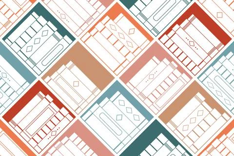Seamless pattern with books on diagonal shelves. Sector image. Stock Illustration