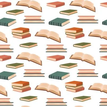 Seamless pattern with books. Vector background for your design. Stock Illustration