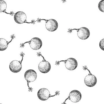 Seamless pattern boom bomb sketch hand drawn Stock Illustration