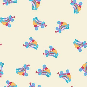Seamless pattern boot roller skate cartoon vector 스톡 일러스트