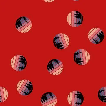 Seamless pattern bordeaux retro sunset cartoon vector Stock Illustration