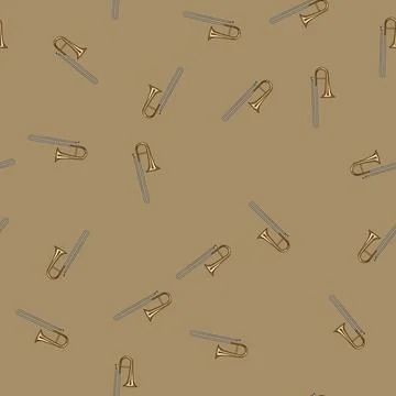 Seamless pattern bordeaux trombone cartoon vector Stock Illustration