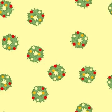 Seamless pattern border christmas wreath cartoon vector 스톡 일러스트