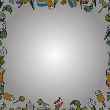 Seamless pattern. Border design is pattern in doodles art style. Vector. Doodles 스톡 일러스트