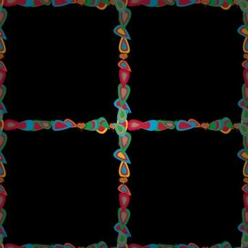 Seamless pattern. Border design is pattern in doodles art style. Decorative vint Stock Illustration