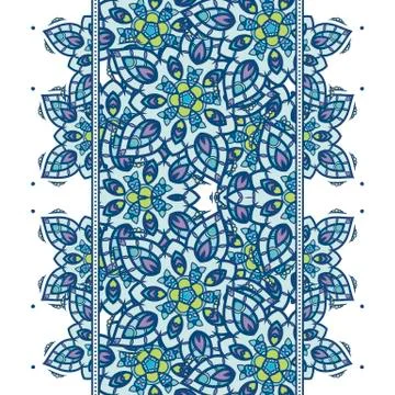 Seamless pattern border with mandala elements. Arabic vintage decorative or.. Stock Illustration