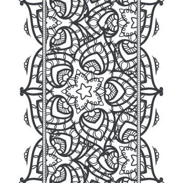 Seamless pattern border with mandala elements. Arabic vintage decorative or.. Stock Illustration