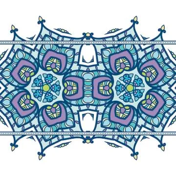 Seamless pattern border with mandala elements. Arabic vintage decorative or.. Stock Illustration