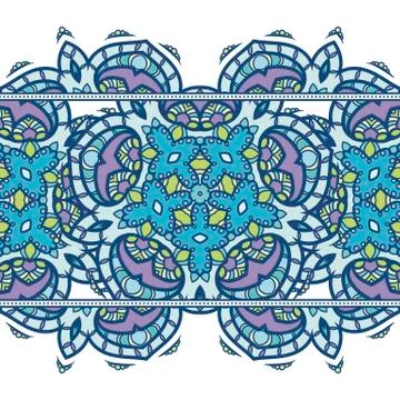 Seamless pattern border with mandala elements. Arabic vintage decorative or.. Stock Illustration