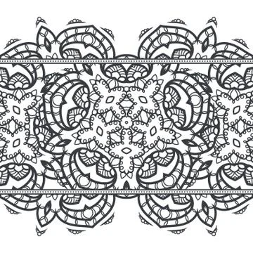 Seamless pattern border with mandala elements. Arabic vintage decorative Stock Illustration