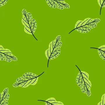 Seamless pattern with botanic decorative oak leaf ornament. Green bright back Stock Illustration