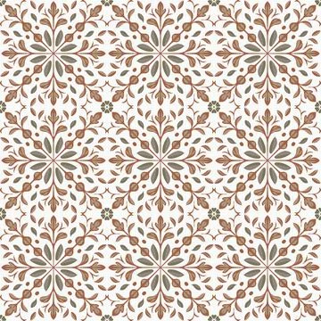 Seamless pattern botanical arabesque with brown color Illustrazione stock