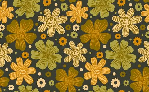 Seamless pattern botanical floral bud flower.Nature background print.Decorative Stock Illustration