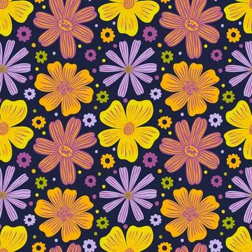 Seamless pattern botanical floral bud flower.Nature background print.Decorative Stock Illustration