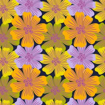 Seamless pattern botanical floral bud flower.Nature background print.Decorative Stock Illustration