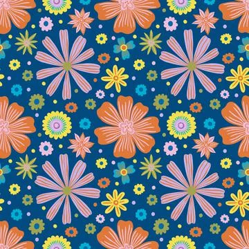 Seamless pattern botanical floral bud flower.Nature background print.Decorative Stock Illustration