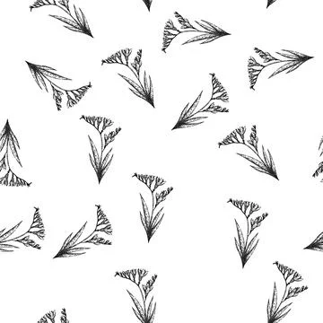 Seamless pattern botanical freesia sketch hand drawn Stock Illustration