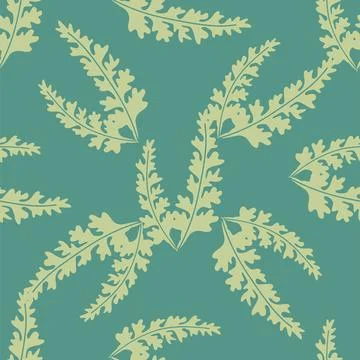 Seamless pattern of botanical leaves, silhouettes of natural ornaments. Sim.. Stock Illustration
