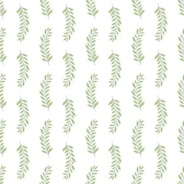 Seamless pattern of botanical leaves, silhouettes of natural ornaments. Simpl Stockillustratie