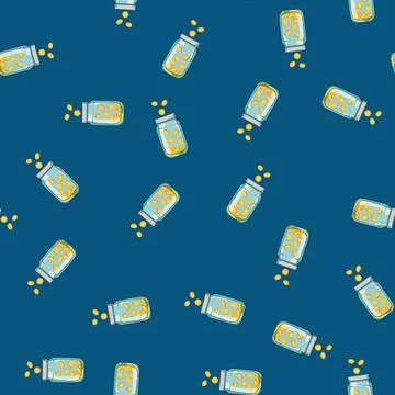 Seamless pattern bottle coin jar cartoon vector Stock Illustration