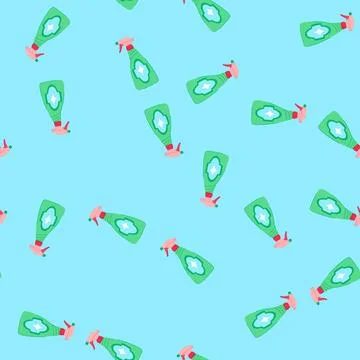 Seamless pattern bottle glass cleaner cartoon vector イラスト素材