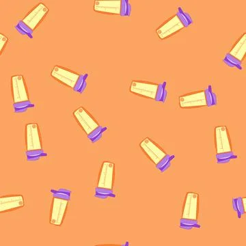 Seamless pattern bottle protein shaker cartoon vector Illustrazione stock