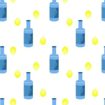 Seamless pattern, bottles of alcohol on a white background - Vector Stock Illustration