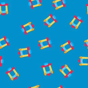 Seamless pattern bounce inflatable castle cartoon vector Stock Illustration