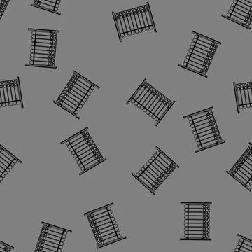 Seamless pattern boundary park fence cartoon vector Stock Illustration