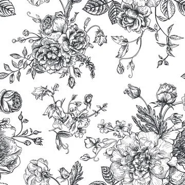Seamless  pattern with bouquet of  flowers. Illustrazione stock