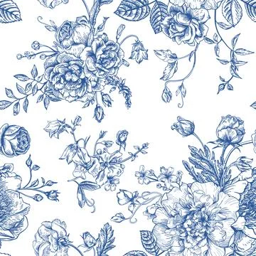 Seamless  pattern with bouquet of  flowers. Illustrazione stock