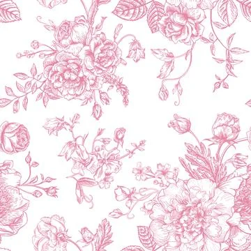 Seamless  pattern with bouquet of  flowers. Illustrazione stock
