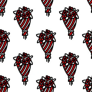 Seamless pattern of a bouquet of flowers. Vector illustration Stock Illustration