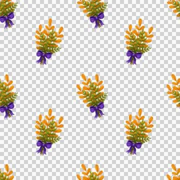 Seamless pattern with a bouquet of herbs decorated with a purple bow. Stock-Illustration