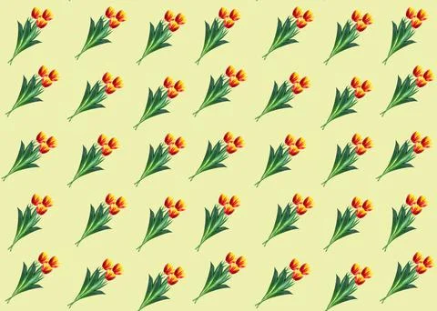 Seamless pattern with a bouquet of tulips on a light background. Floral spr.. Stockillustratie
