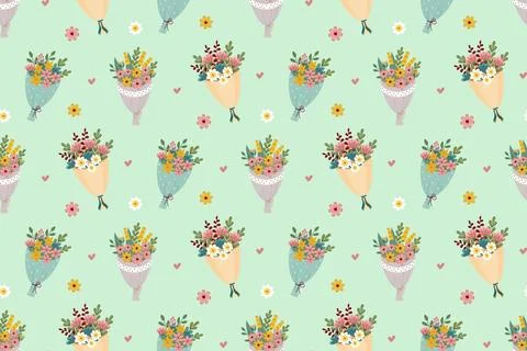 Seamless pattern with bouquets of wild flowers. Floral print. Wrapping pape.. Stock-Illustration