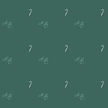 Seamless pattern bow and candy cane candy cane on turquoise background Stock Photos