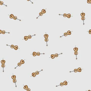 Seamless pattern bow cello cartoon vector Stock Illustration