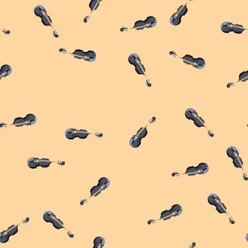Seamless pattern bow violin cartoon vector Illustrazione stock