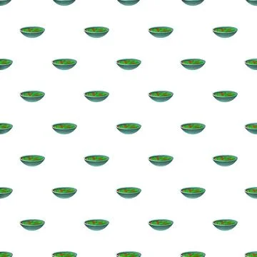 Seamless pattern bowl green soup vegetable food Stock Illustration