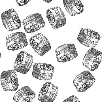 Seamless pattern bowl pesto sketch hand drawn Stock Illustration