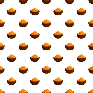 Seamless pattern bowl with yellow orange powder spice 库存插图