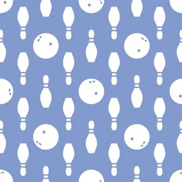Seamless pattern with bowling pins and bowls. Stock Illustration