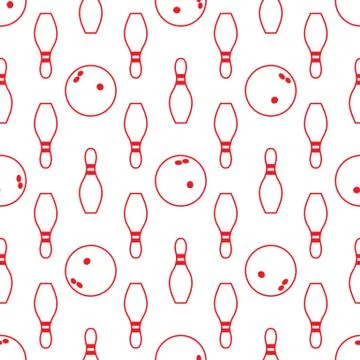 Seamless pattern with bowling pins and bowls. Illustrazione stock